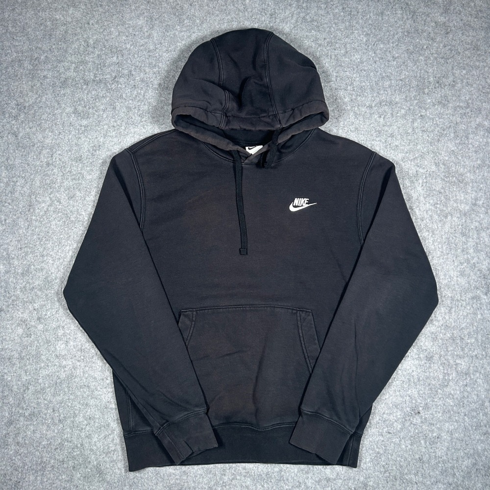 Nike pullover Hoodie Men Small Black Club Fleece Sportswear Athletic swoosh logo